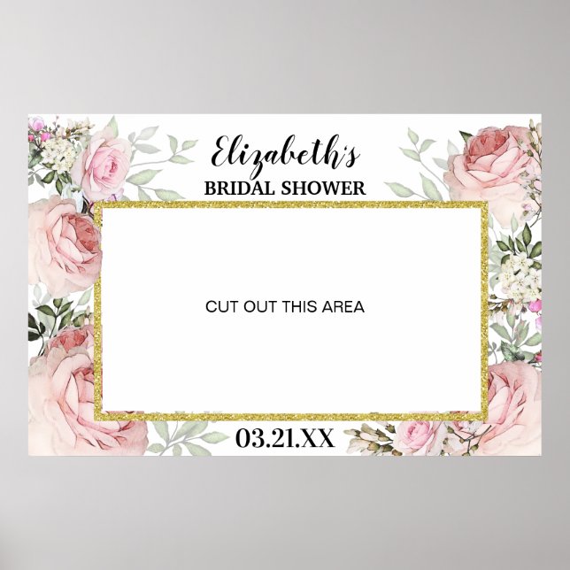 Poster Boho Blush Pink Foto Floral Booth Prop (Frente)