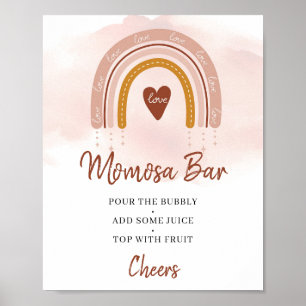 Poster Boho Blush Pink Rust arco-íris Momosa Bar Sinal