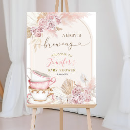 Poster Boho Blush Pink Um Bebê está criando sinal de boas