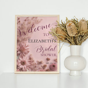 Poster Boho Blush Rosa Selvagens Secas Secas Curtas Scrip