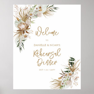 Poster Boho Boas-vindas para Jantar de Ensaio de Casament