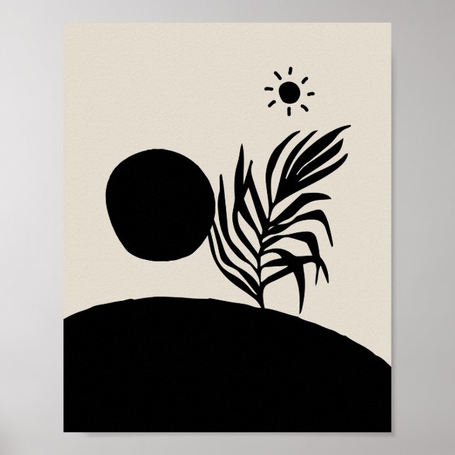 Poster boho bohemian floral sun moon (Frente)