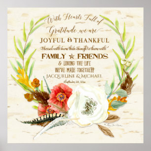 Póster Boho Bohemian Wreath Floral Fall