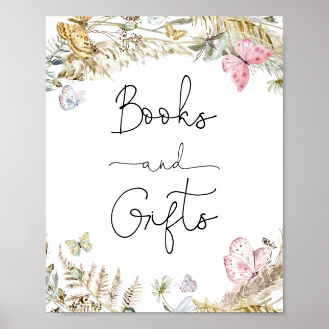 Poster Boho Borboletas Livros e Presentes (Frente)