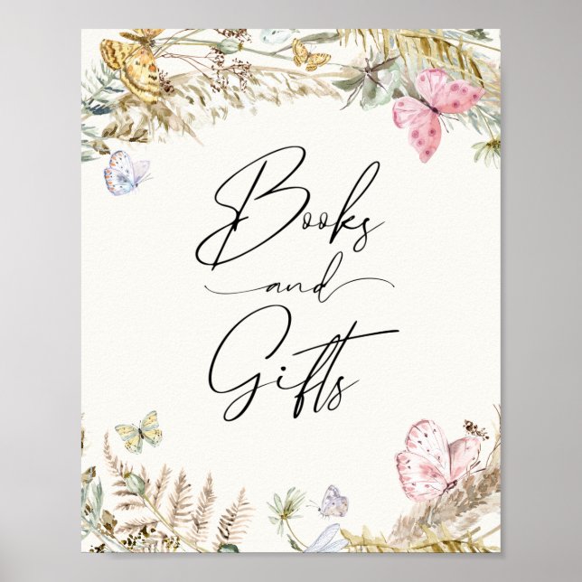 Poster Boho Borboletas Livros e Presentes (Frente)