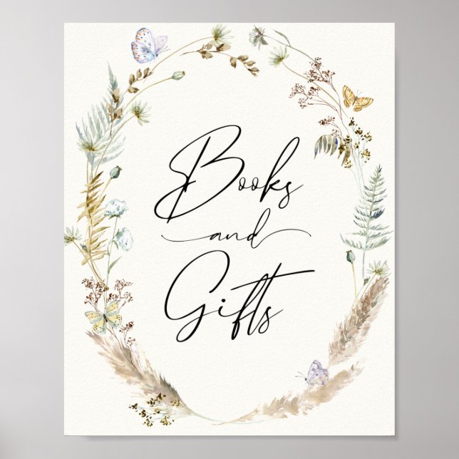Poster Boho Borboletas Livros e Presentes (Frente)