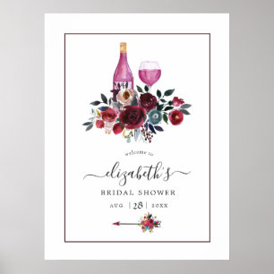 Poster Boho Borgonha e Azul Marinho Bem-vindo à Degustaçã