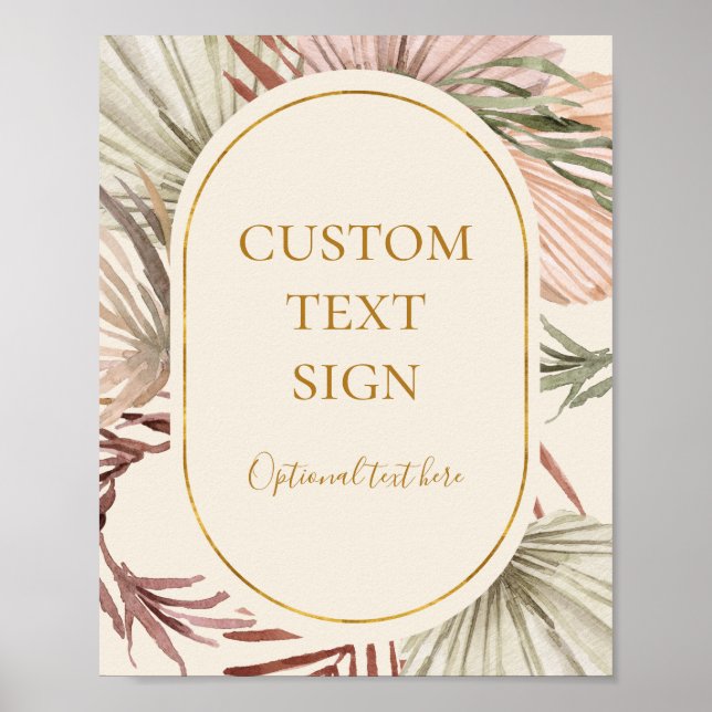 Poster Boho Botânico | Cartões e Presentes Marfim Sinal P (Frente)