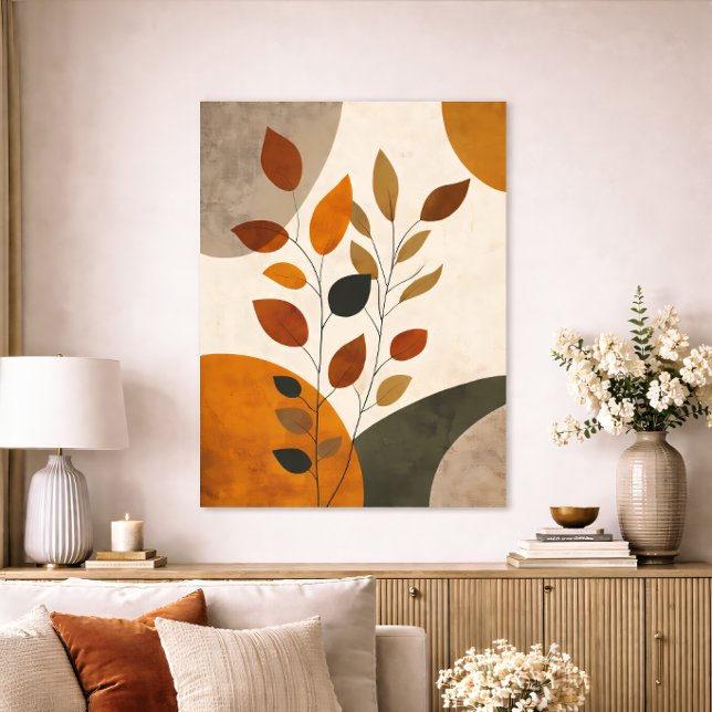 Poster Boho Botânico Folhas Abstratas Tom Terra Neutro (Criador carregado)
