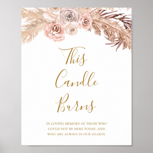 Poster Boho Botânico | Marfim Esta Vela Queima Casamento (Frente)