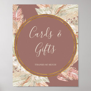 Poster Boho Botânico Placa de Cartões e Presentes Rosa