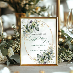 Poster Boho Botânico Verde Po dusty Mesa Casamento Bem-vi