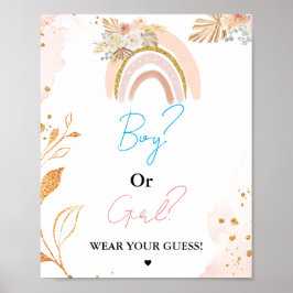 Poster Boho Boy ou Girl Vestem seu jogo de chá de fraldas