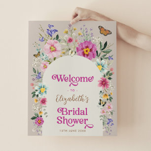 Poster Boho Bright Flowers Chá de panela Bem-vindo
