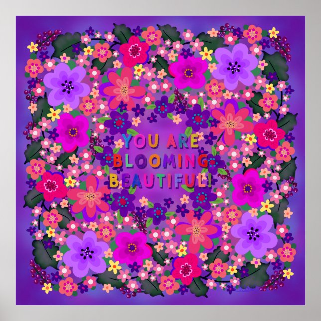 Poster Boho Bright Grandes Flores Bonitas (Frente)