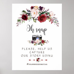 Poster Boho Burgundy Blush Weding Oh Snap Instagram Sinal