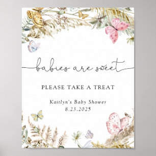 Poster Boho Butterflies Bebês são doces Faça um tratament