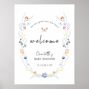 Poster Boho Butterfly Chá de fraldas Wildflower Welcome