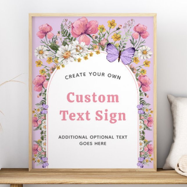 Poster Boho Butterfly Sinal de aniversário 16x20 (Boho Butterfly Wildflower Birthday 16x20 Sign)