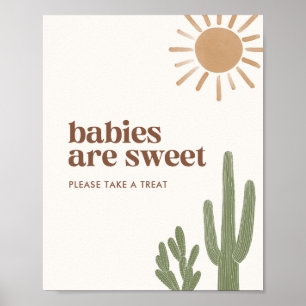 Poster Boho Cactus Chás de fraldas Bebês são Sinal Doce