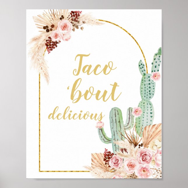 Poster Boho Cactus Taco sobre delicioso (Frente)