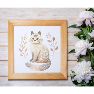 Poster Boho Cat Aestética Mínima de Arte Felina