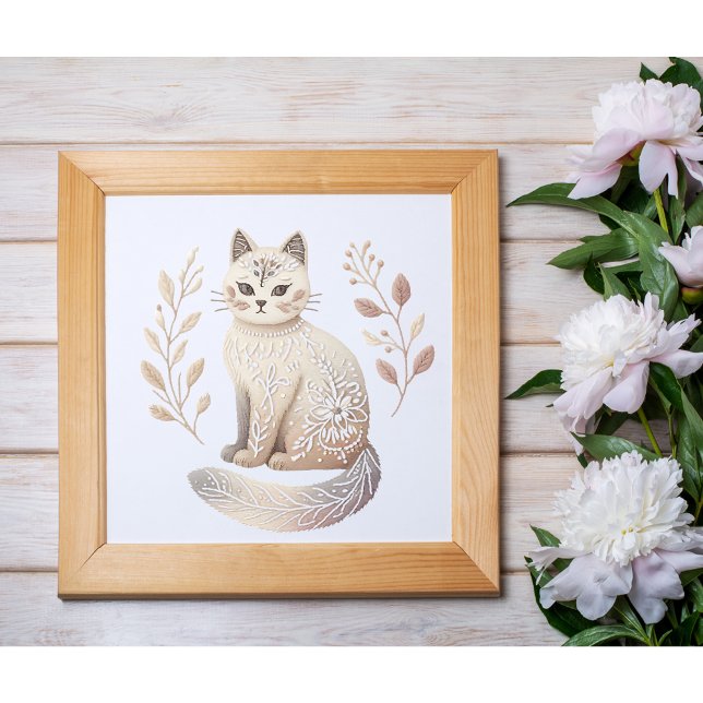 Poster Boho Cat Aestética Mínima de Arte Felina (Criador carregado)