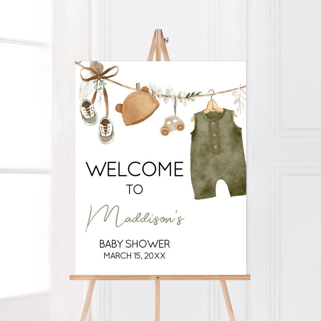 Poster Boho Chá de fraldas de Roupas do Sweet Boy Boho Be (Boho Clothes Sweet Baby Boy Baby Shower Welcome Sign)