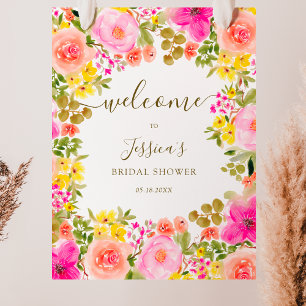 Poster Boho chá de panela de flores silvestres