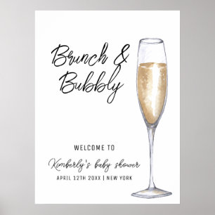 Poster Boho Champagne minimalista - Chá de fraldas de Bru