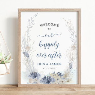 Poster Boho Chic Beach Coastal Wedding Welcome