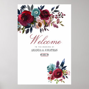 Poster Boho Chic Burgundy e Casamento outono de outono de