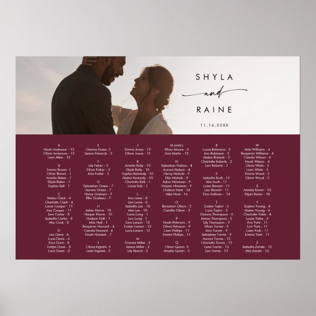 Poster Boho Chic Burgundy Vermelho Gráfico de Assentos (Frente)