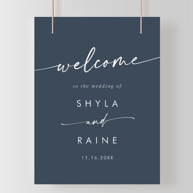 Poster Boho Chic Dark Marinho Blue DIY Sinal de boas-vind (Criador carregado)