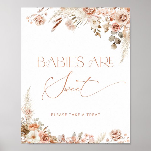 Poster Boho Chic Floral Babies are Sweet  (Frente)
