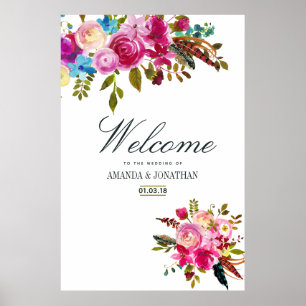 Poster Boho Chic Floral Weding Watercolor Boho