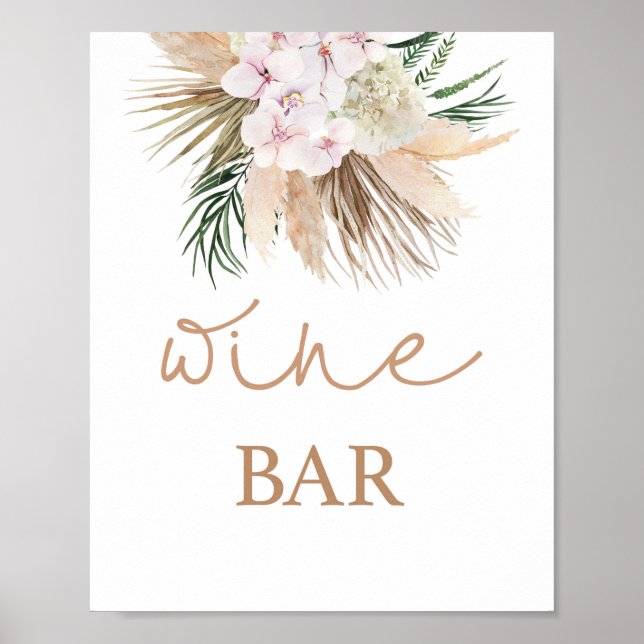 Poster Boho chic Palms secas Sinal de Bar (Frente)