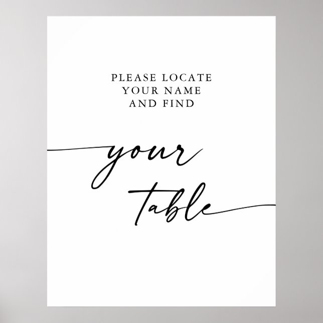 Poster Boho Chic Preto e Branco Encontre sua Mesa Casamen (Frente)
