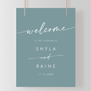 Poster Boho Chic Seafoam Teal DIY Sinal de boas-vindas