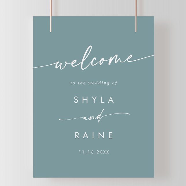 Poster Boho Chic Seafoam Teal DIY Sinal de boas-vindas (Criador carregado)