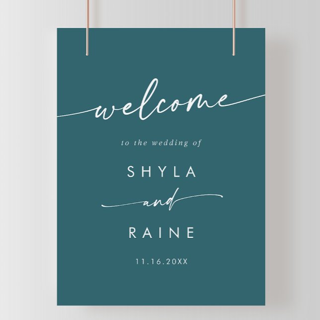 Poster Boho Chic Teal Blue DIY Sinal de boas-vindas (Criador carregado)
