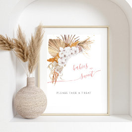 Poster Boho Chic Watercolor Chás de fraldas Bebês São Doc