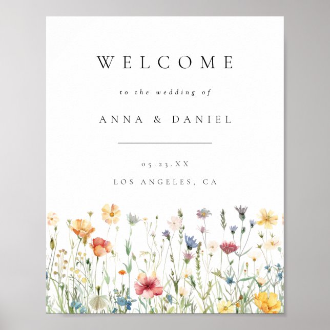 Poster Boho Chic Wildflower Wedding Welcome (Frente)