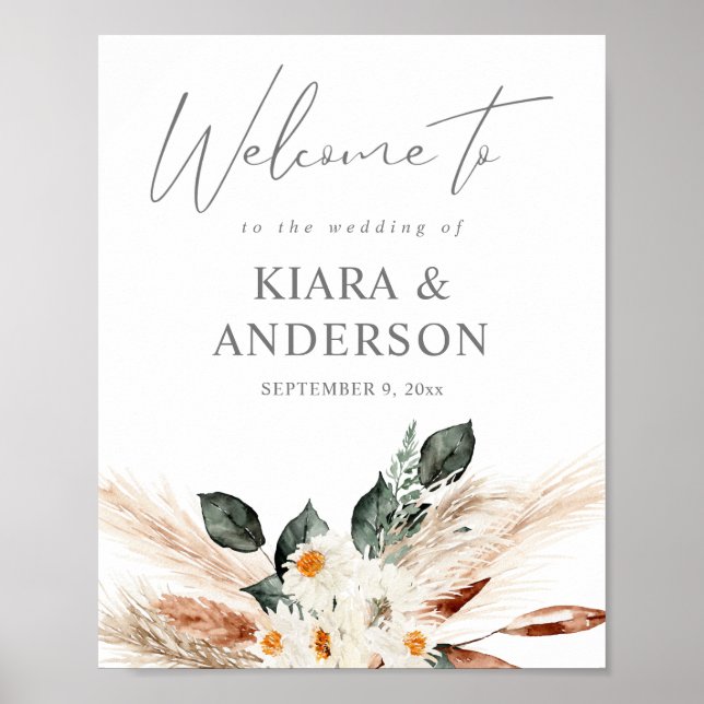 Poster Boho Copper Pampas Beige Floral - Sinal de Boho (Frente)