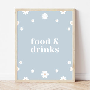 Poster Boho Daisy Comida & Bebidas Sinal de Festa de aniv