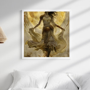 Poster Boho Dourada Deusa Aestética Wall Art