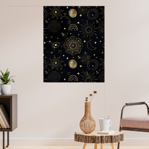Poster Boho Dourado Espaços Porodles Black Design