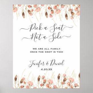 Poster Boho Dried Watercolor Casamento Floral