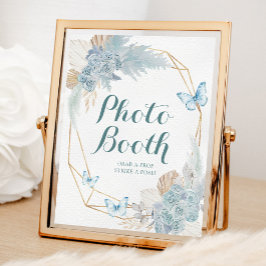 Poster Boho Dusty Blue Butterfly Photo Booth