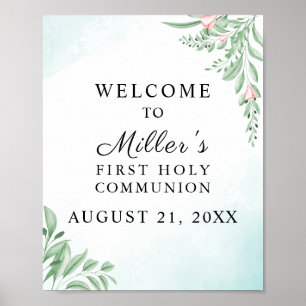 Poster Boho Dusty Blue Eucalyptus Commune Welcome